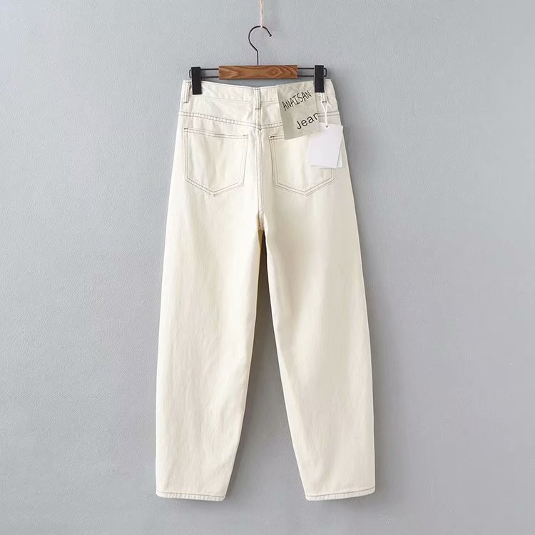 Ladies topstitch contrast jeans
